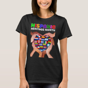 Hispanic Heritage Month All Countries Heart Hands T-Shirt