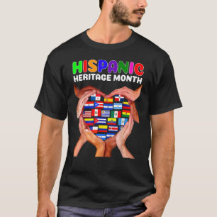 Hispanic Heritage Month All Countries Heart Hands T-Shirt