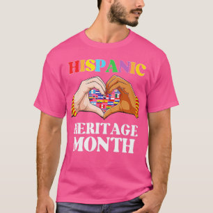 Hispanic Heritage Month All Country Heart Hand Lat T-Shirt