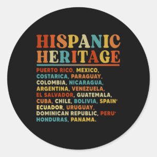Hispanic Heritage Month All Latin Countries Latino Classic Round Sticker