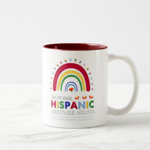Hispanic Heritage Month Boho Rainbow and Flags Two-Tone Coffee Mug
