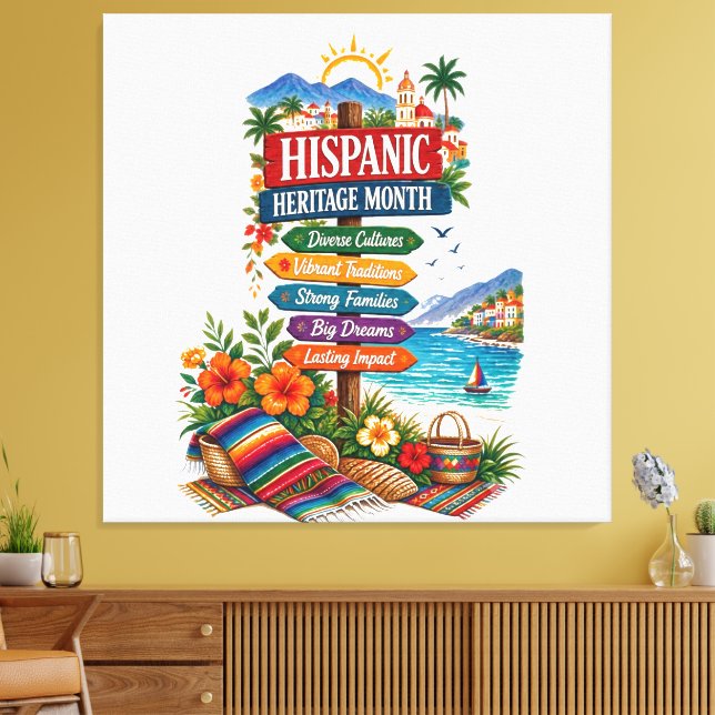 Hispanic Heritage Month Coastal Celebration Canvas Print (Insitu(LivingRoom))