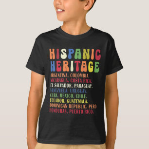 Hispanic Heritage Month Countries Names Tee