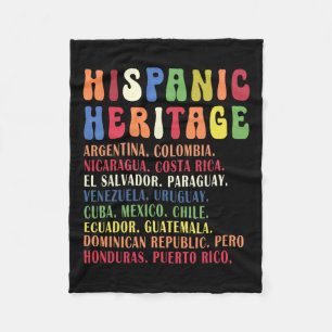 Hispanic Heritage Month Countries Names Tee Fleece Blanket