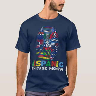 Hispanic Heritage Month Finger Print Latino Countr T-Shirt