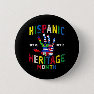 Hispanic Heritage Month Handprint Latino Countries 6 Cm Round Badge