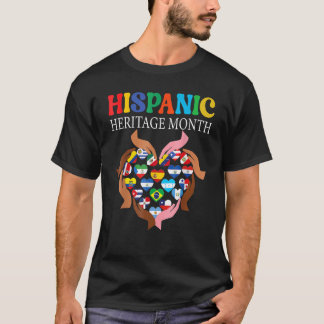 Hispanic Heritage Month Hands Heart Flags Men Wome T-Shirt