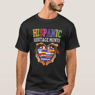Hispanic Heritage Month Hands Heart Flags Men Wome T-Shirt