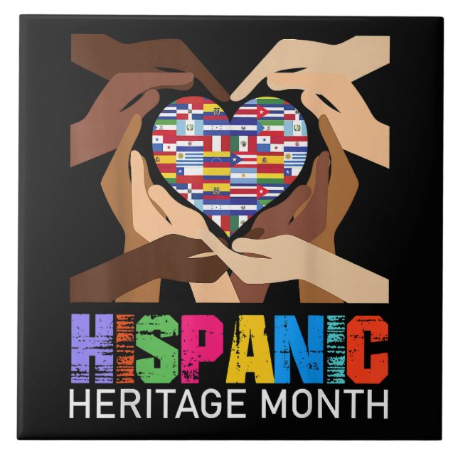 Hispanic Heritage Month Hands Heart Tile (Front)