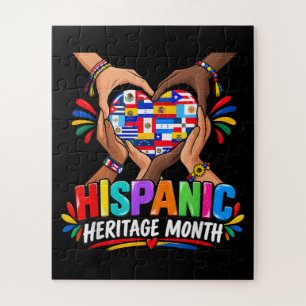 Hispanic Heritage Month Heart Hands Flags Unity Jigsaw Puzzle