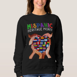 Hispanic Heritage Month Heart Shape Hand Latin Com Sweatshirt