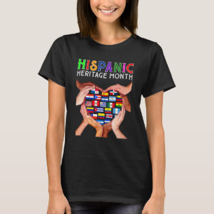 Hispanic Heritage Month Heart Shape Hand Latin Com T-Shirt