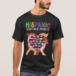 Hispanic Heritage Month Heart Shape Hand Latin Com T-Shirt