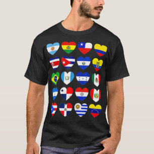 Hispanic Heritage Month Latin All Countries Heart  T-Shirt
