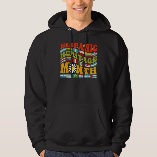 Hispanic Heritage Month Latino Countries Flag Retr Hoodie (Front)