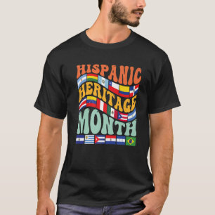 Hispanic Heritage Month Latino Countries Flag Vint T-Shirt