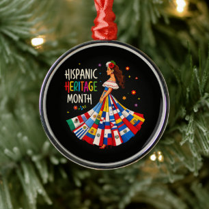 Hispanic Heritage Month Latino Countries Flags Metal Tree Decoration