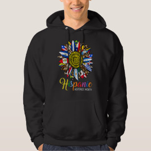 Hispanic Heritage Month Latino Countries Flags Sun Hoodie