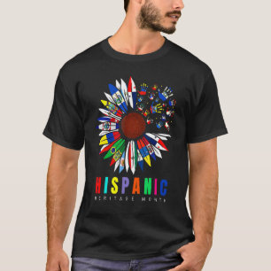 Hispanic Heritage Month Latino Countries Flags Sun T-Shirt