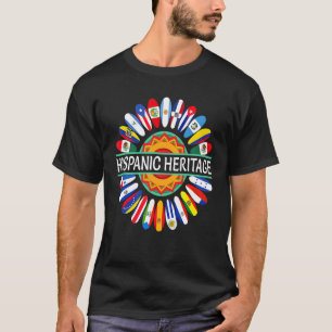 Hispanic Heritage Month Latino Countries Flags Sun T-Shirt