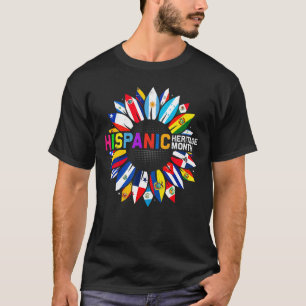 Hispanic Heritage Month Latino Countries Flags Sun T-Shirt