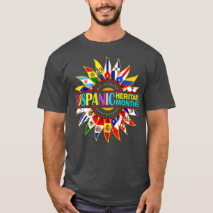 Hispanic Heritage Month Latino Countries Flags Sun T-Shirt