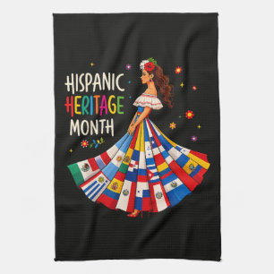 Hispanic Heritage Month Latino Countries Flags Tea Towel