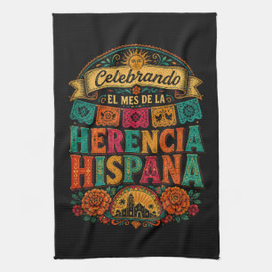 Hispanic Heritage Month Latino Culture Celebration Tea Towel