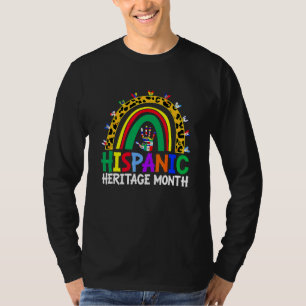 Hispanic Heritage Month Leopard Rainbow Flag Hand  T-Shirt