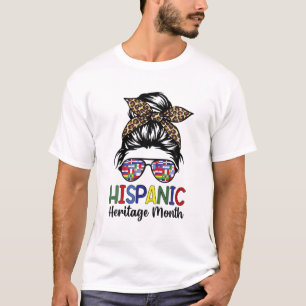 Hispanic Heritage Month Messy Bun Latina Woman Cou T-Shirt