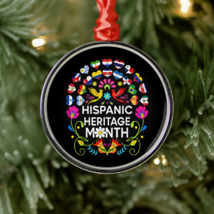 Hispanic Heritage Month National Latino Countries Metal Tree Decoration