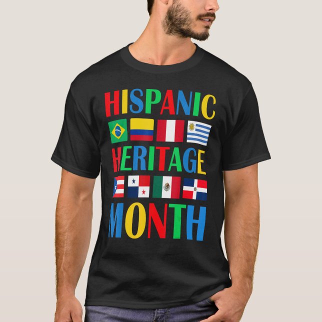 Hispanic Heritage Month National Latino Countries  T-Shirt (Front)