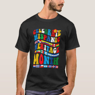 Hispanic Heritage Month Sunflower Flag Petals Men  T-Shirt