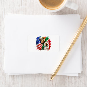 Hispanic Heritage Month USA Mexico Flag Label