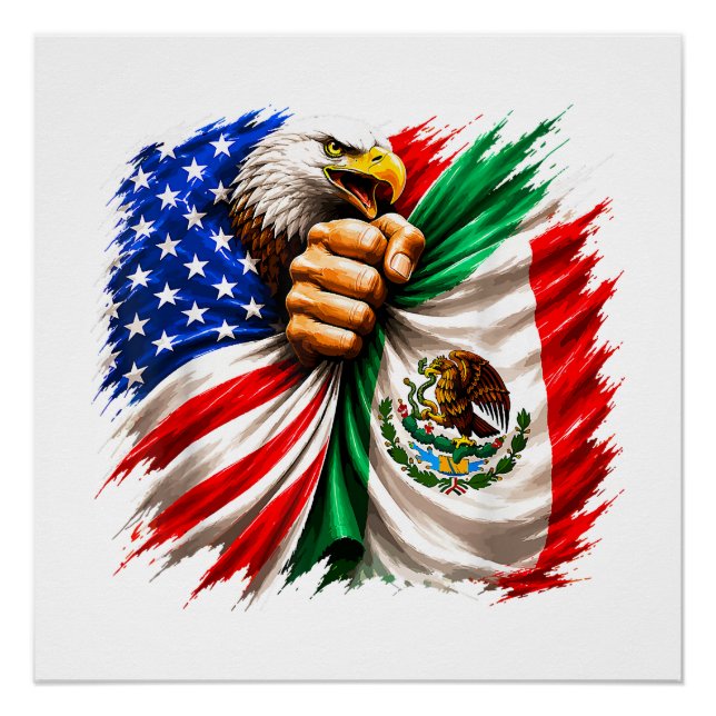 Hispanic Heritage Month USA Mexico Flag Poster (Front)