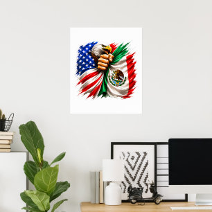 Hispanic Heritage Month USA Mexico Flag Poster