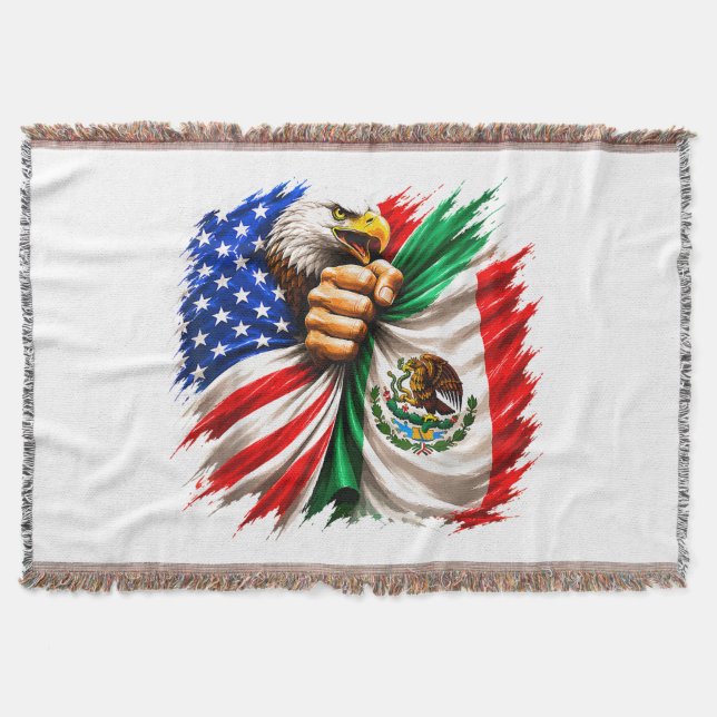 Hispanic Heritage Month USA Mexico Flag Throw Blanket (Front)