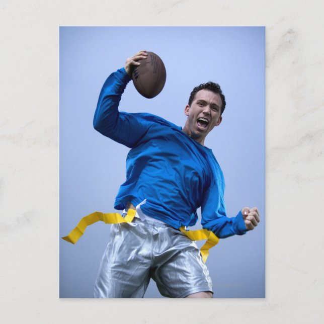 Hispanic man throwing a football postcard (Front)