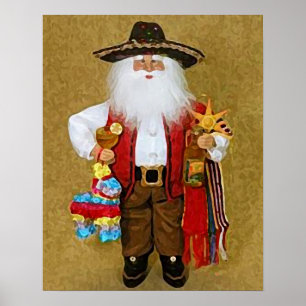Hispanic Mexican Southwestern Texan Santa Claus Poster