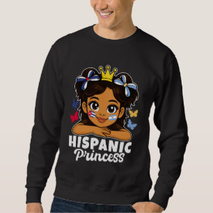 Hispanic Princess Girl Cuba and Argentina Flag Her Sweatshirt