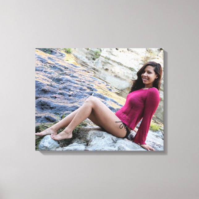 Hispanic Woman Creek Canvas Print (Front)
