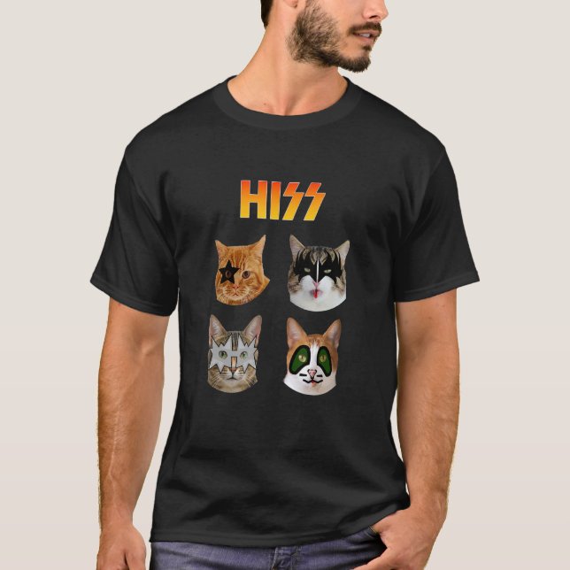 Hiss Cat  Cat And Music T-Shirt (Front)