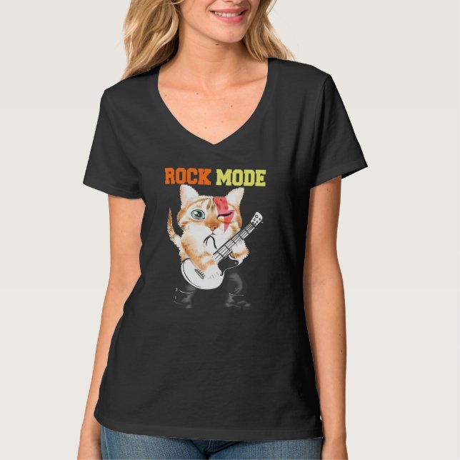 Hiss Cats Kittens Rock Rockin Mode Pun T-Shirt (Front)