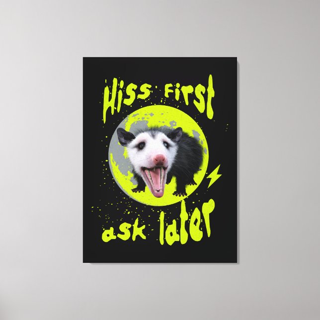 Hiss First Ask Later Funny Opossum Humour  Canvas Print (Front)
