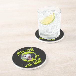 Hiss First Ask Later Funny Opossum Humour Coaster