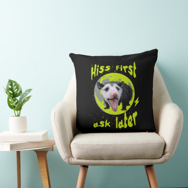 Hiss First Ask Later Funny Opossum Humour  Cushion (Chair)