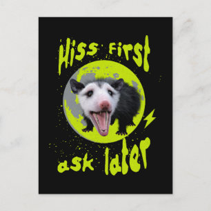 Hiss First Ask Later Funny Opossum Humour Postcard