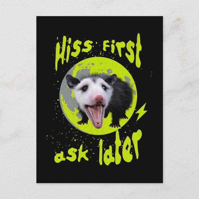 Hiss First Ask Later Funny Opossum Humour  Postcard (Front)