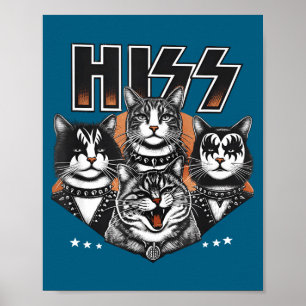 Hiss Funny Cats Kittens Rock Rockin Funny Cat Poster