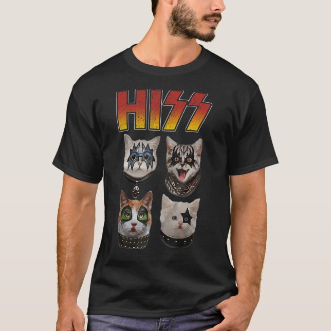 Hiss Funny Cute Cat Mum Kitten Cats  Rock  Tee (Front)